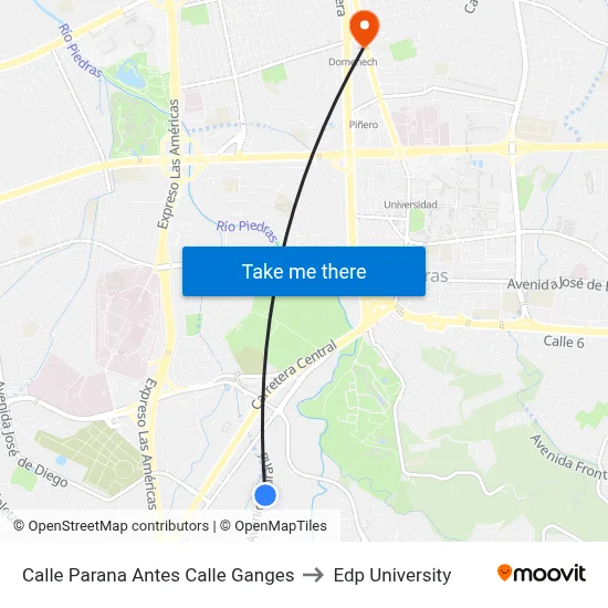 Calle Parana Antes Calle Ganges to Edp University map