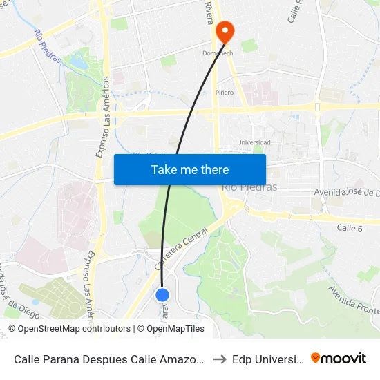Calle Parana Despues Calle Amazona to Edp University map