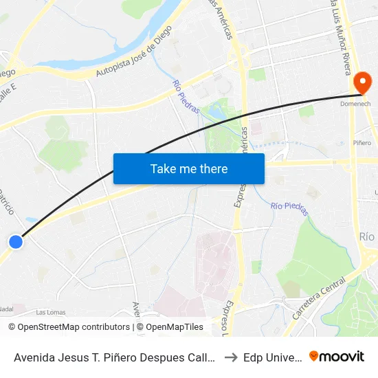 Avenida Jesus T. Piñero Despues Calle Sherman to Edp University map