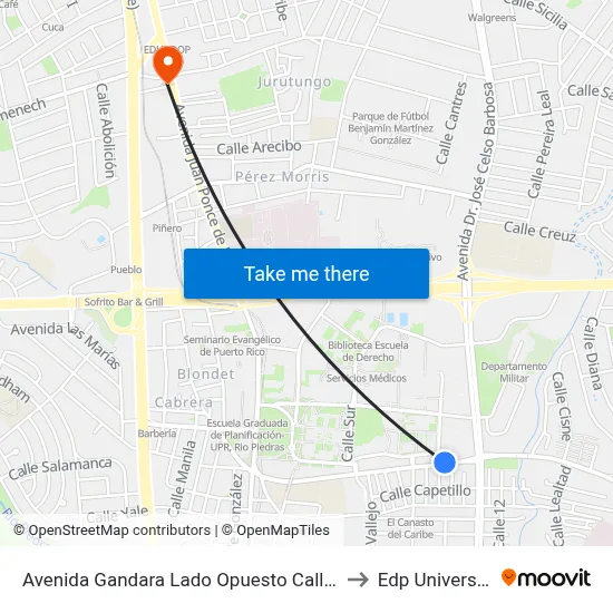 Avenida Gandara Lado Opuesto Calle 7 to Edp University map