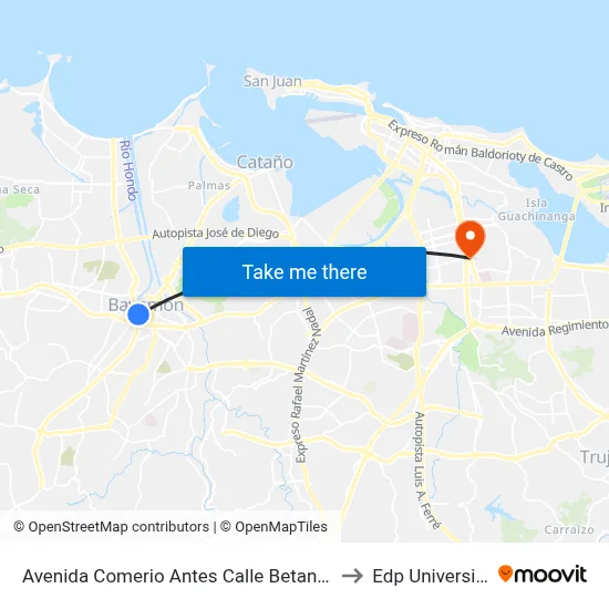 Avenida Comerio Antes Calle Betance to Edp University map
