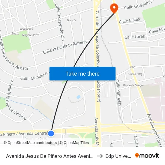Avenida Jesus De Piñero Antes Avenida Hosto to Edp University map