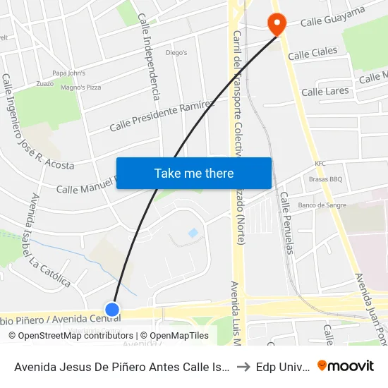 Avenida Jesus De Piñero Antes Calle Isabel La Católica to Edp University map