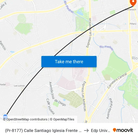 (Pr-8177) Calle Santiago Iglesia Frente Sector Yambele to Edp University map