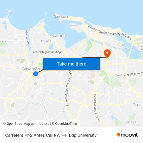 Carretera Pr-2 Antes Calle A to Edp University map