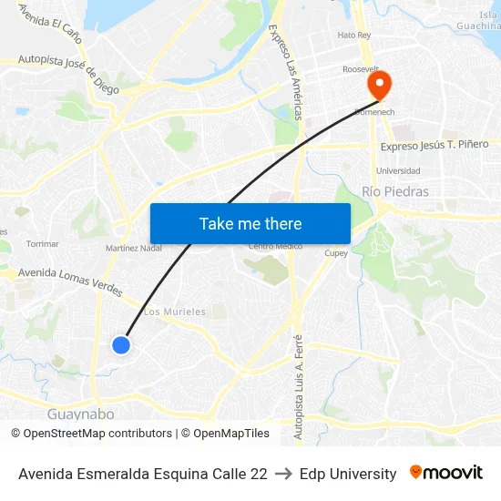 Avenida Esmeralda Esquina Calle 22 to Edp University map