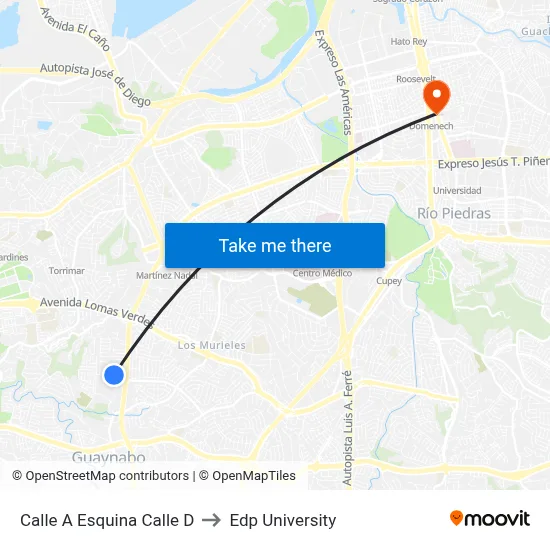 Calle A Esquina Calle D to Edp University map