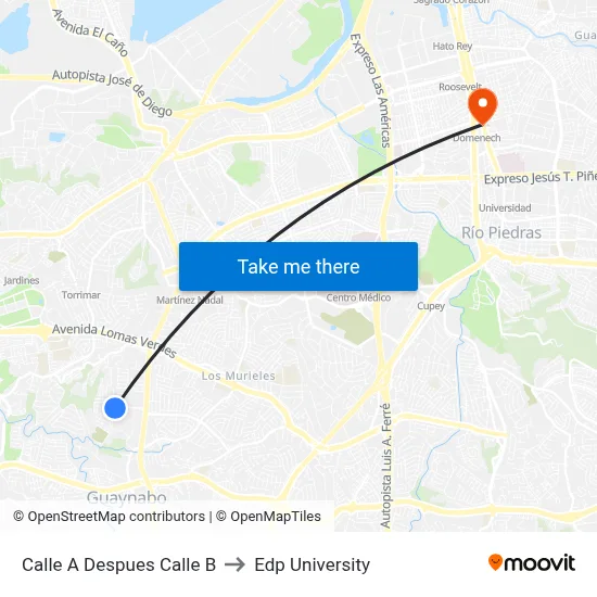 Calle A Despues Calle B to Edp University map