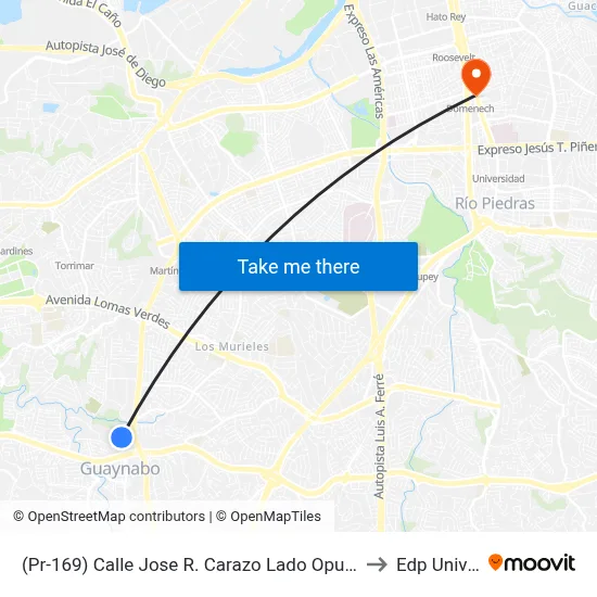 (Pr-169) Calle Jose R. Carazo Lado Opuesto Puesto Total to Edp University map