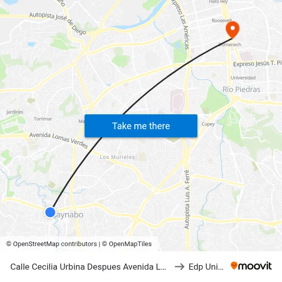 Calle Cecilia Urbina Despues Avenida Las Cumbres (Pr-199) to Edp University map