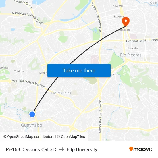 Pr-169 Despues Calle D to Edp University map