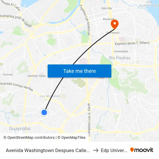 Avenida Washingtown Despues Calle Lincoln to Edp University map