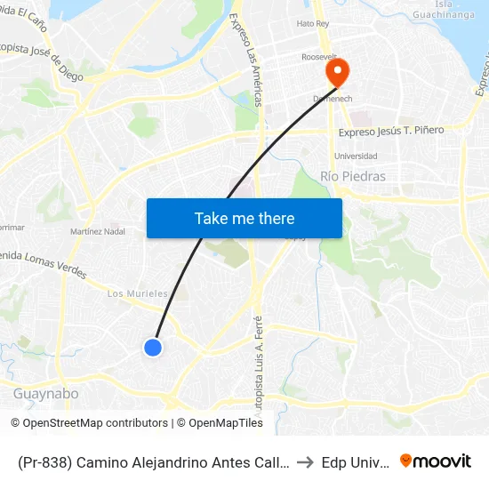 (Pr-838) Camino Alejandrino Antes Calle Maria Teresa to Edp University map