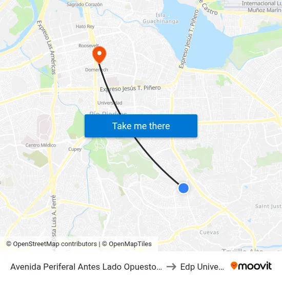 Avenida Periferal Antes Lado Opuesto Calle 31 to Edp University map