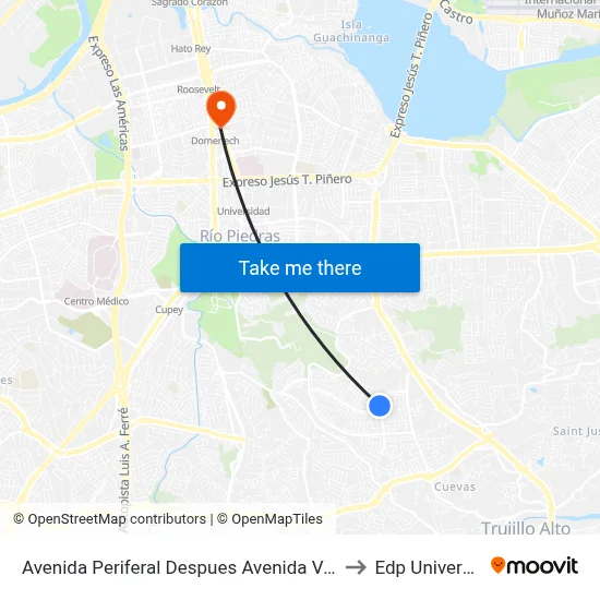 Avenida Periferal Despues Avenida Venus to Edp University map
