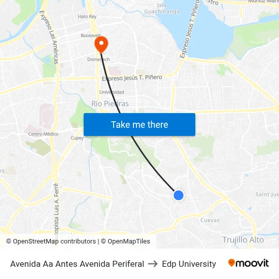 Avenida Aa Antes Avenida Periferal to Edp University map