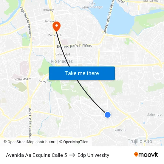 Avenida Aa Esquina Calle 5 to Edp University map