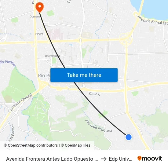 Avenida Frontera Antes Lado Opuesto Calle Jijona to Edp University map