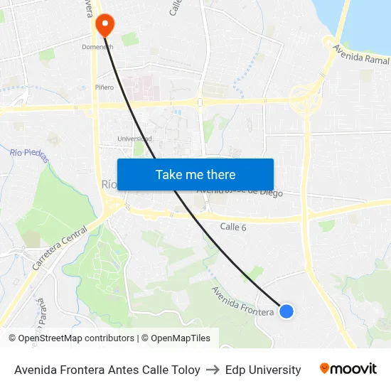 Avenida Frontera Antes Calle Toloy to Edp University map