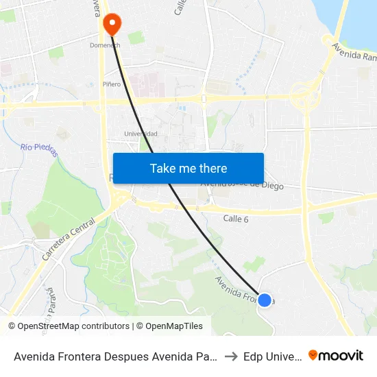 Avenida Frontera Despues Avenida Park Gardens to Edp University map