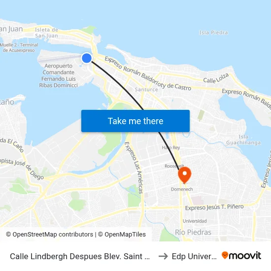 Calle Lindbergh Despues Blev. Saint Thomas to Edp University map