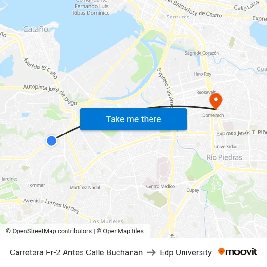 Carretera Pr-2 Antes Calle Buchanan to Edp University map