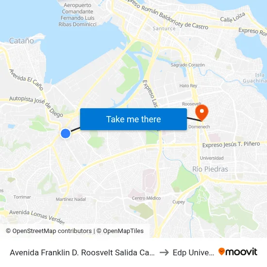 Avenida Franklin D. Roosvelt Salida Carretera Pr-2 to Edp University map