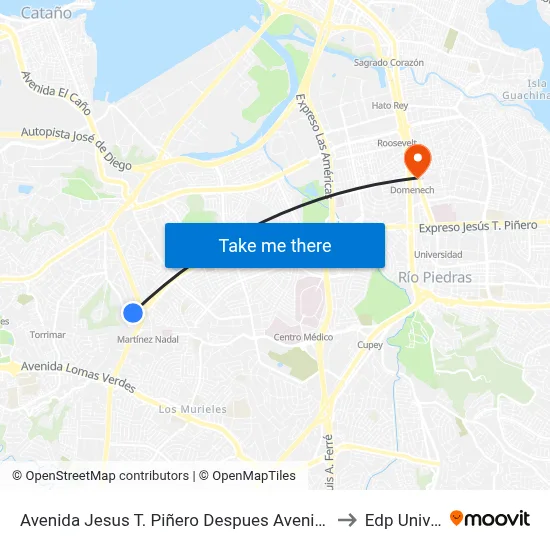 Avenida Jesus T. Piñero Despues Avenida Luis Vigoreaux to Edp University map