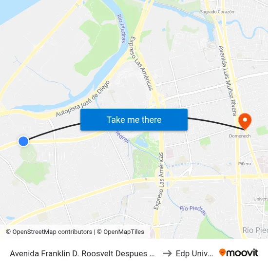 Avenida Franklin D. Roosvelt Despues Calle Matadero to Edp University map