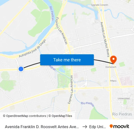 Avenida Franklin D. Roosvelt Antes Avenida Jose De Diego to Edp University map