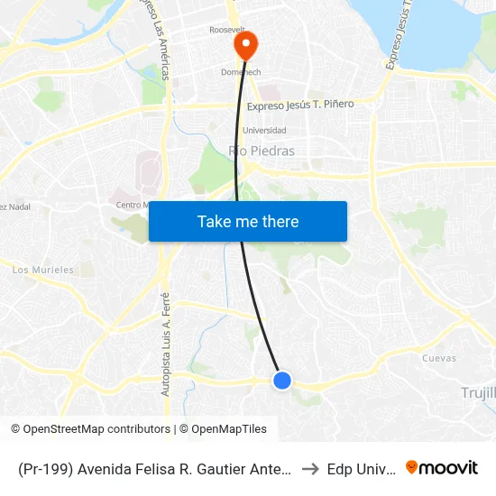 (Pr-199) Avenida Felisa R. Gautier Antes Calle Princesa to Edp University map