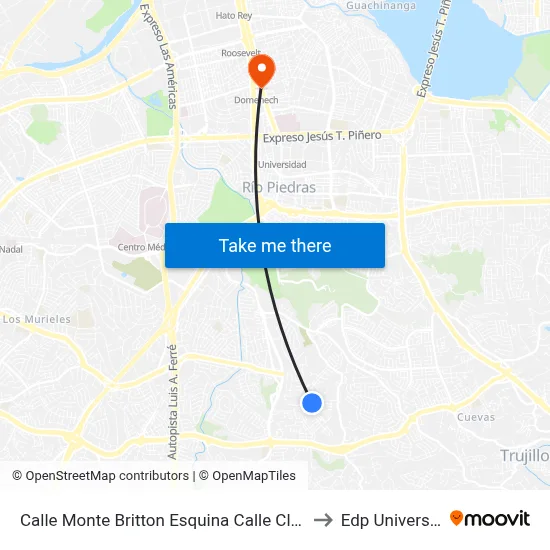Calle Monte Britton Esquina Calle Clavel to Edp University map