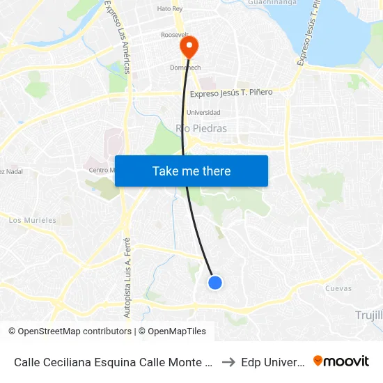 Calle Ceciliana Esquina Calle Monte Britton to Edp University map
