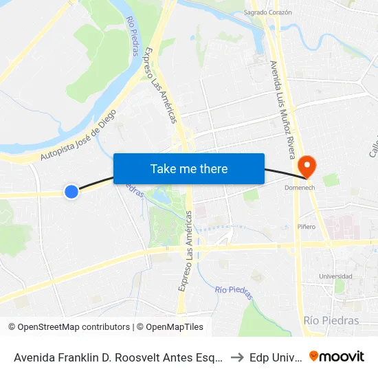 Avenida Franklin D. Roosvelt Antes Esquina Calle 7 N.E. to Edp University map