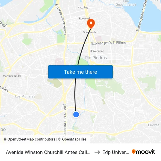 Avenida Winston Churchill Antes Calle Arroyo to Edp University map