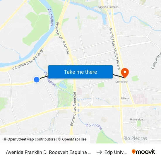 Avenida Franklin D. Roosvelt Esquina Calle 19 N.E. to Edp University map