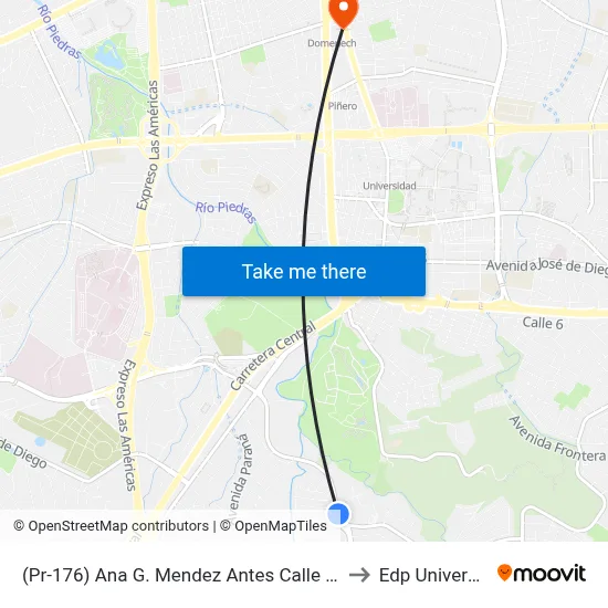 (Pr-176) Ana G. Mendez Antes Calle Ohio to Edp University map
