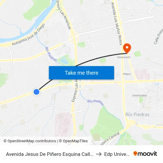 Avenida Jesus De Piñero Esquina Calle 25 S.E. to Edp University map