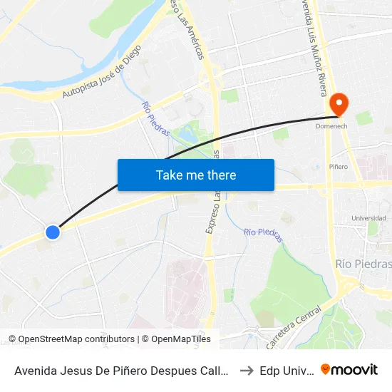 Avenida Jesus De Piñero Despues Calle Caparra Heights to Edp University map