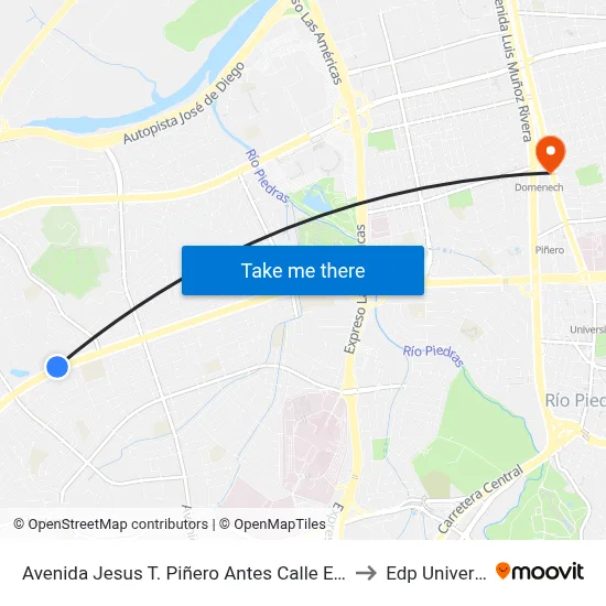 Avenida Jesus T. Piñero Antes Calle Eucalipto to Edp University map
