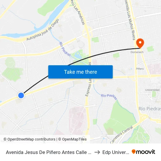 Avenida Jesus De Piñero Antes Calle Escorial to Edp University map