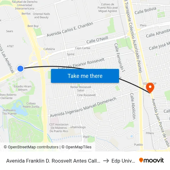 Avenida Franklin D. Roosvelt Antes Calle Las America to Edp University map