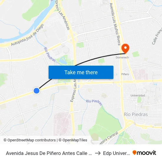 Avenida Jesus De Piñero Antes Calle Bulgaria to Edp University map