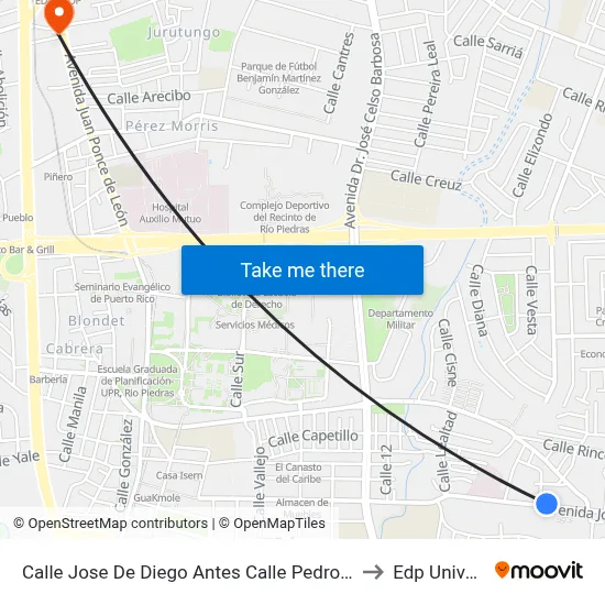 Calle Jose De Diego Antes Calle Pedro Diaz Correa to Edp University map