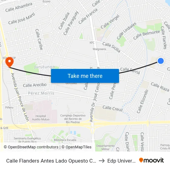 Calle Flanders Antes Lado Opuesto Calle 40 to Edp University map