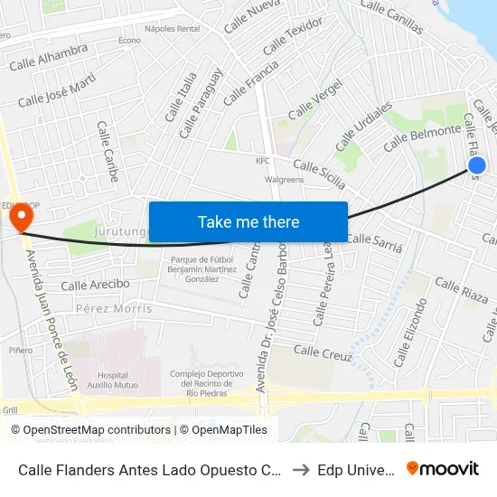 Calle Flanders Antes Lado Opuesto Calle Turia to Edp University map