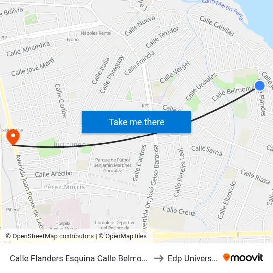 Calle Flanders Esquina Calle Belmonte to Edp University map