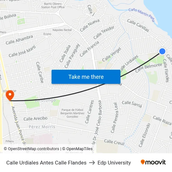 Calle Urdiales Antes Calle Flandes to Edp University map