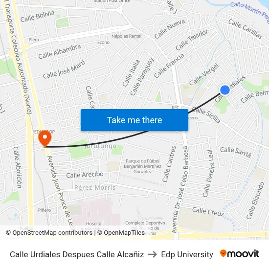 Calle Urdiales Despues Calle Alcañiz to Edp University map