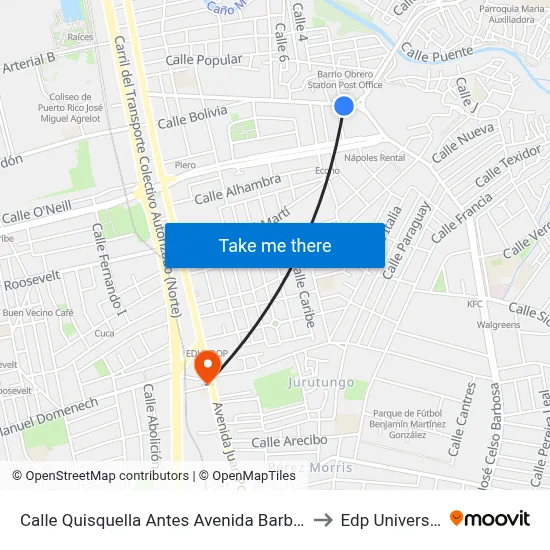 Calle Quisquella Antes Avenida Barbosa to Edp University map